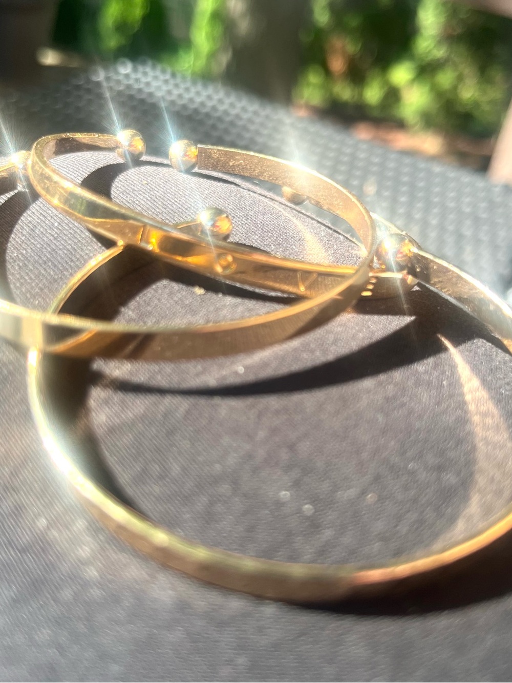 3 Gold-Tone Stackable Bangle Bracelet Set - Picture 3 of 7